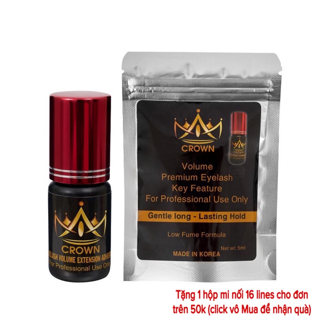 Keo nối mi CROWN nắp đỏ khô nhanh siêu bền, phù hợp với thợ nối mi dùng máy lạnh (dụng cụ nối mi)