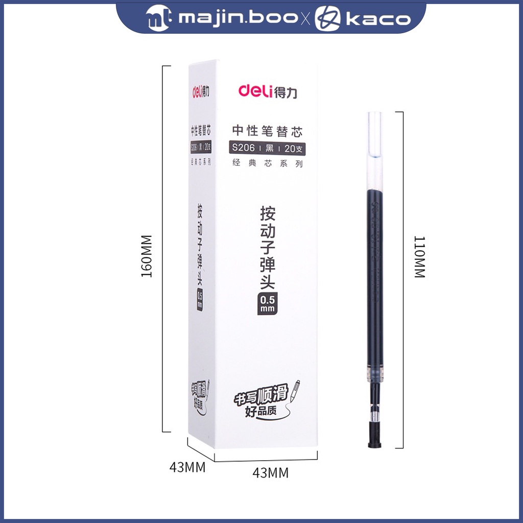 Ruột Bút Gel Deli Ngòi 0.5mm Dùng Thay Thế Cho Bút Bi Bấm A575, S101