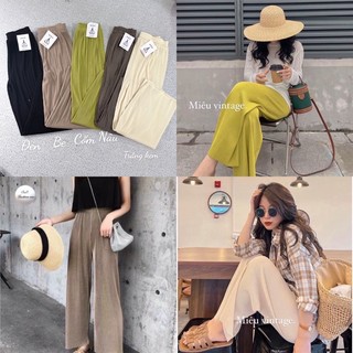 Quần ống rộng dập ly dáng dài, quần suông ống sớ cạp chun co giãn thoải mái