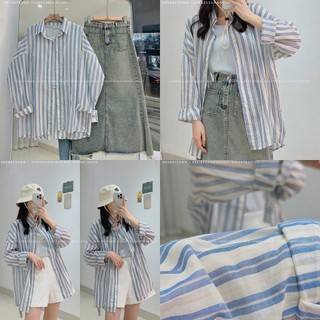 Áo sơ mi kẻ sọc dọc vintage form rộng