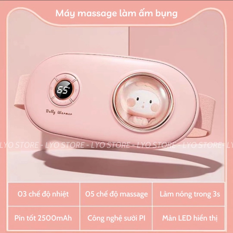 Máy massage sưởi ấm bụng AIFS, đỡ đau bụng đau lưng cho cô gái đến Kì, Đai đeo dùng đồ nóng chườm món quà teen girls FER