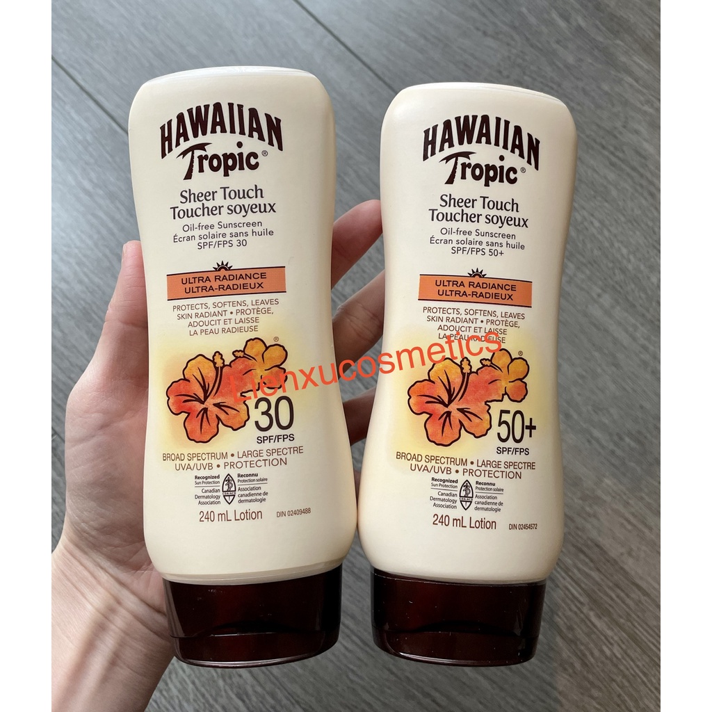 Kem chống nắng Hawaiian Tropic Sheer Touch Oil-free Sunscreen Ultra-Radiance 240mL