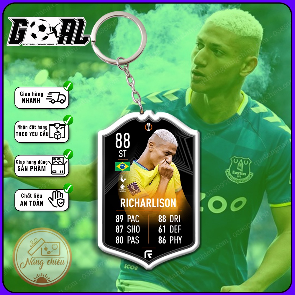 Phụ kiện treo balo, móc khóa gaming- Móc khóa cầu thủ Richarlison- Cầu thủ được yêu thích nhất[19001-19025]