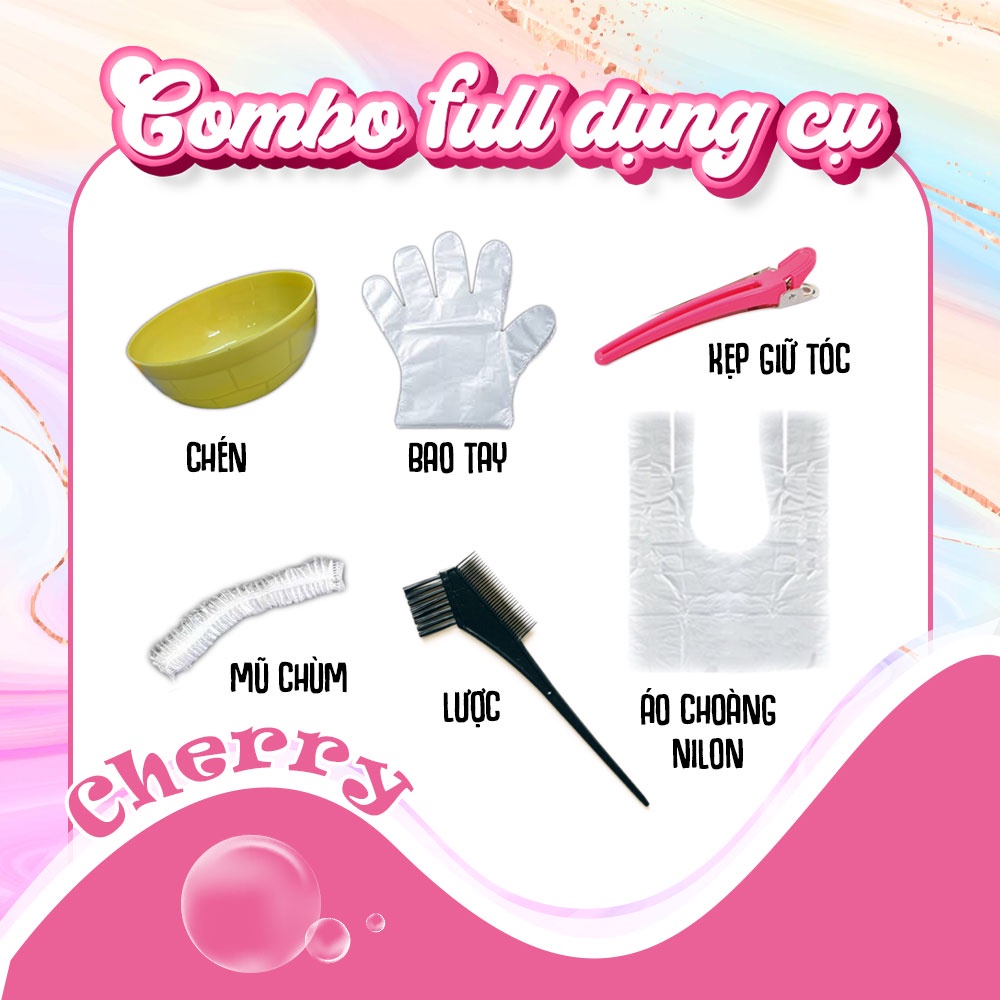 Thuốc Nhuộm Tóc Màu XÁM KHÓI Thuốc nhuộm Tóc chính hãng tặng kèm Oxy + Bao Tay, Cherry Hair. Cherry Hair
