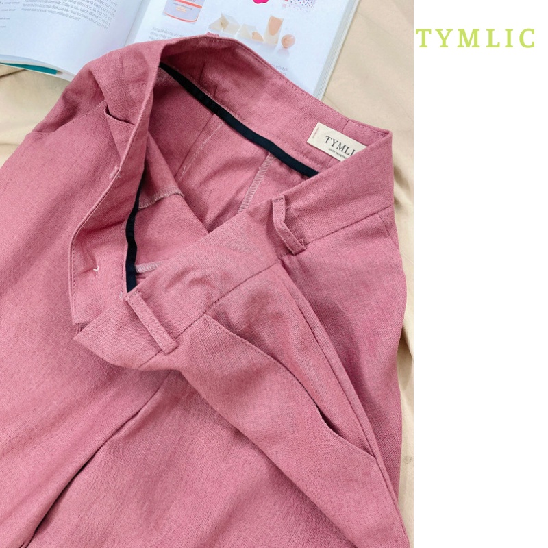 Quần Ống Suông Linen Hồng Đất TYMLIC