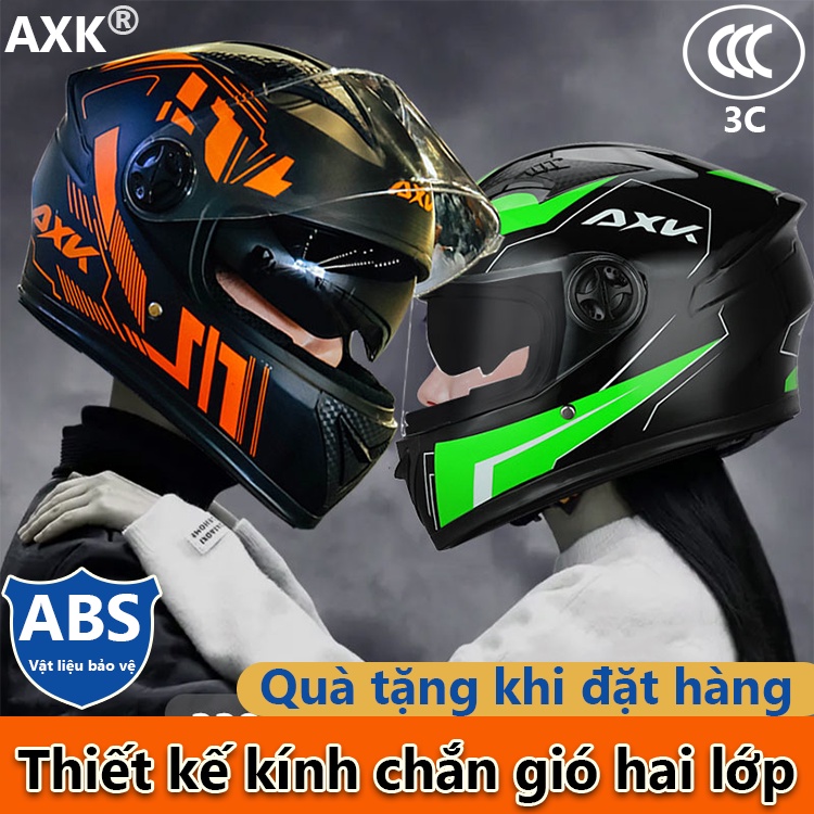Mũ Bảo Hiểm,full face-AXF thiết kế 2 kính,Nhiều màu,Nam nữ đều có thể sử dụng,Chống sương mù