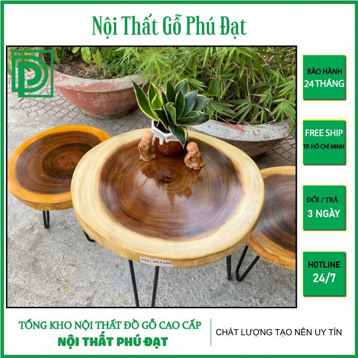 Combo Bộ Bàn Ghế Ban Công - Bàn Ghế Tròn Gỗ Me Tây Ngồi Cafe, Mộc Trà, Quán Nước, Ban Công 1 Bàn 2 Ghế