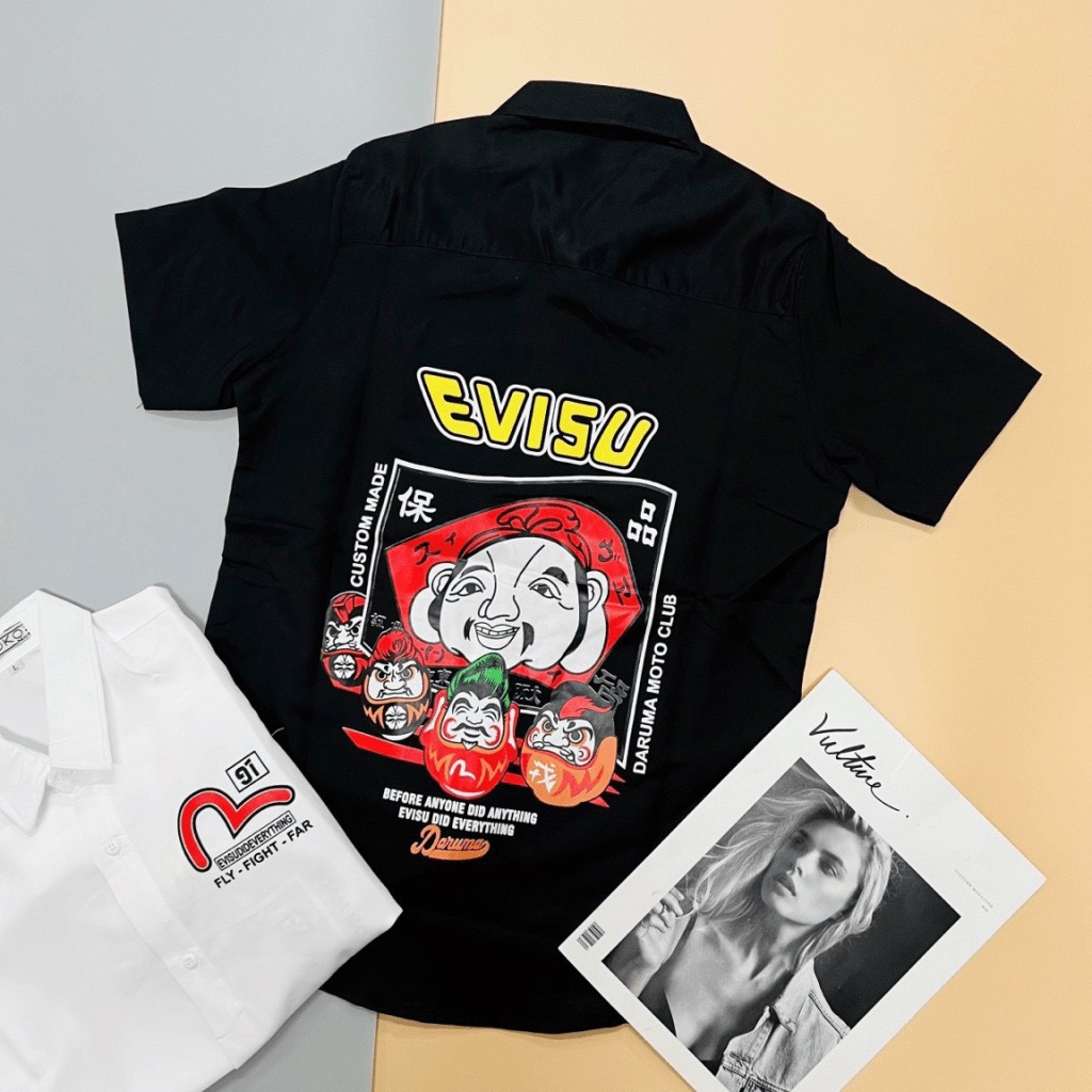 Áo Sơ Mi Nam Ngắn Tay Cài Nút Vải Kate Lụa 2 Màu Phối Hình Trẻ Trung Nắng Động NEW UNISEX