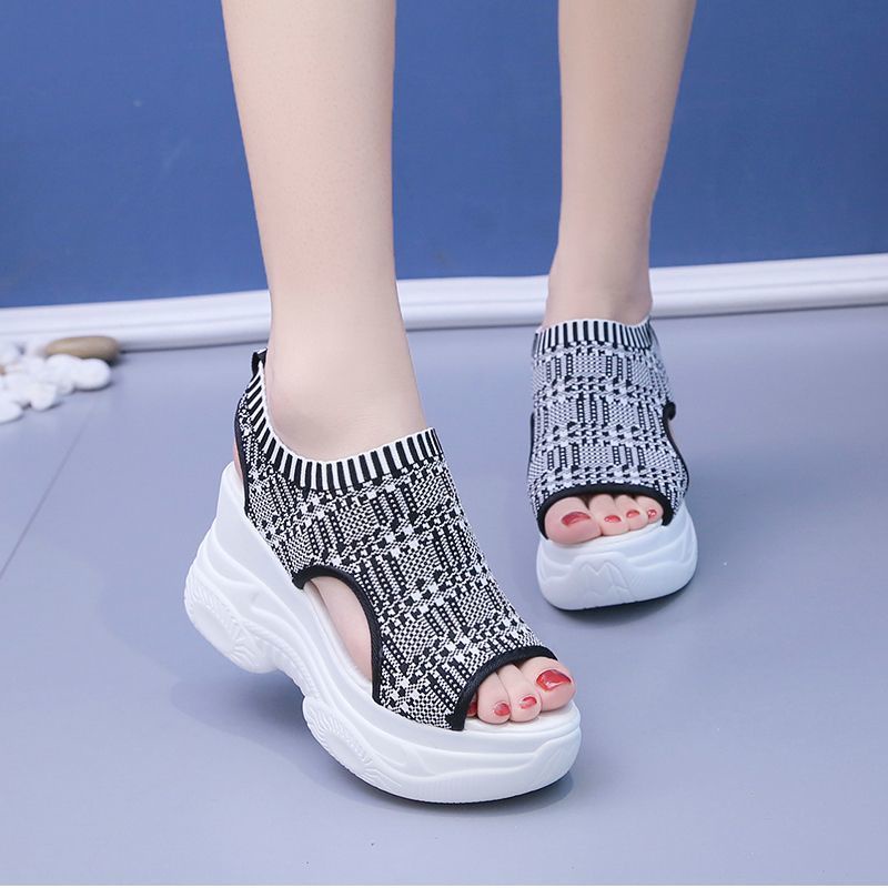 Giày Sandal Đế Xuồng Phong Cách Phương Tây Nữ Tính