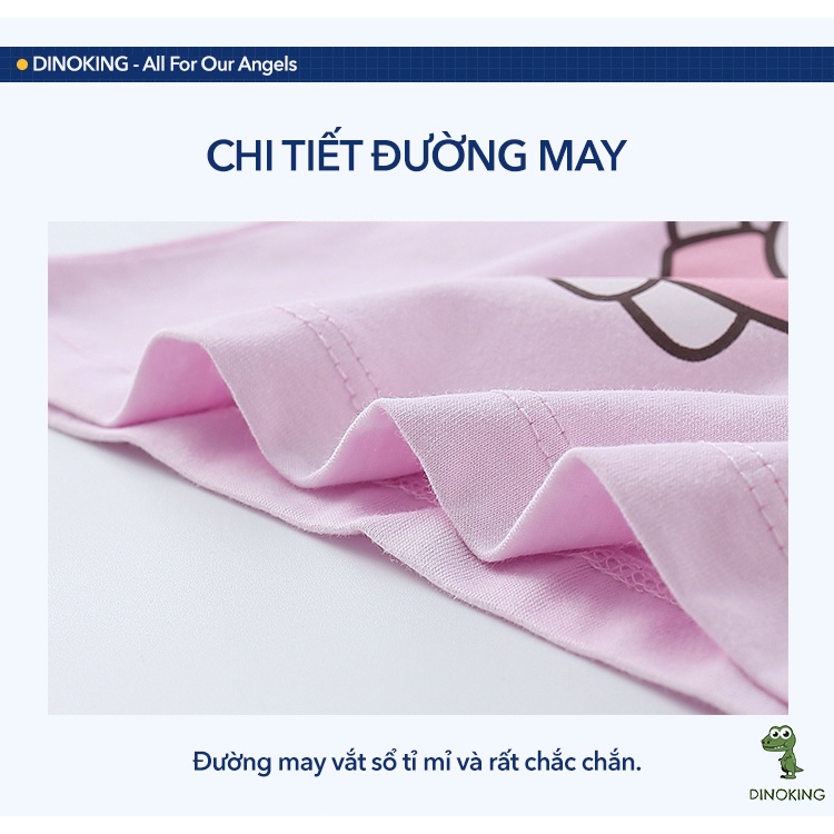Áo thun cho bé gái DINOKING Áo phông trẻ em ngắn tay mùa hè chất cotton mềm mịn thêu nổi 3D cho bé 2 - 8 tuổi  AT11