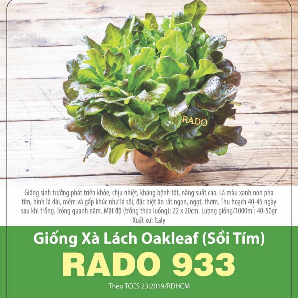 Hạt giống Xà Lách Oakleaf, xà lách sồi tím, gói 2 gram