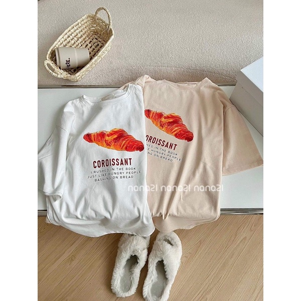 Áo pull ngắn tay hình bánh sừng bò Nana21 Nanastore21