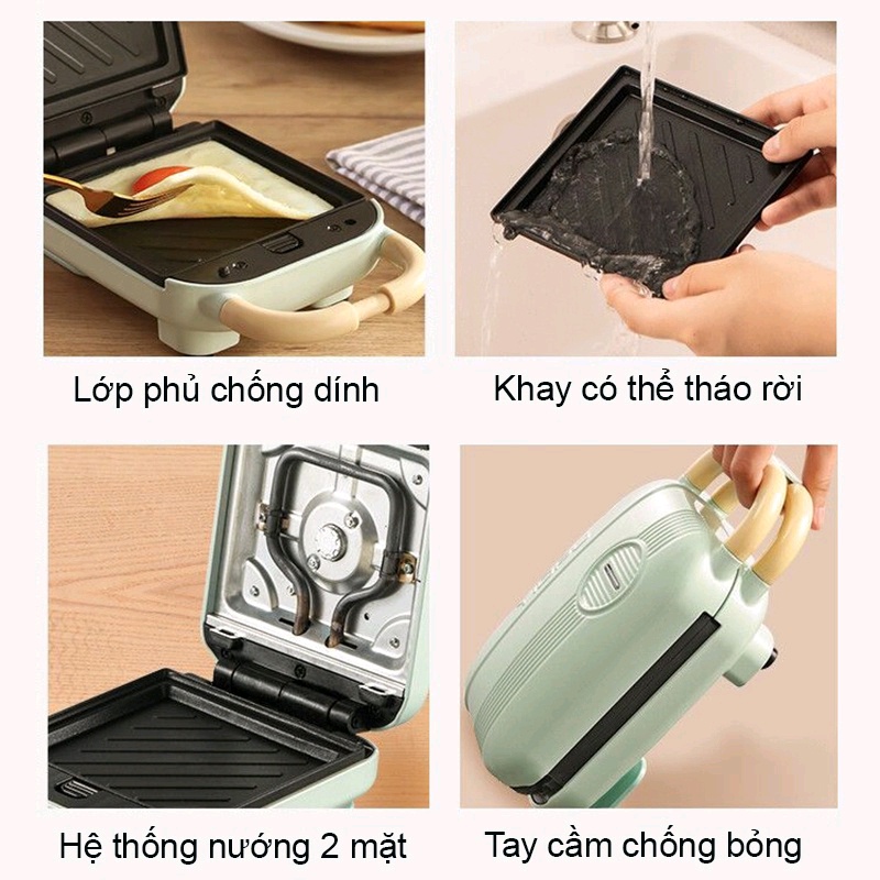 Máy Máy Nướng Bánh Mì Máy Kẹp Bánh Mì Sandwich YIDPU Có Thay Được Khuôn- Máy Làm Bánh Đa Năng