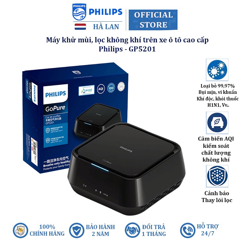 Máy lọc không khí và khử mùi trên xe ô tô Philips GP5201 - Công suất: 3W - Điện áp 12V