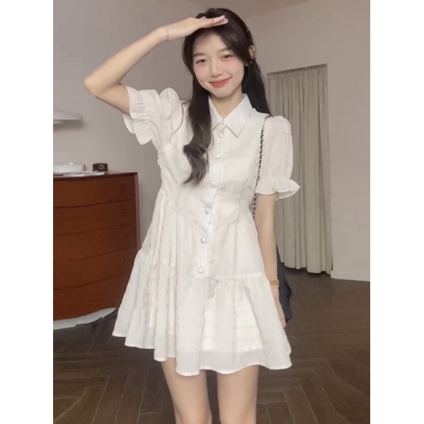 Váy babydoll dáng xòe tay bồng cách điệu siêu xinh 2023