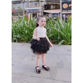Set chân váy tutu phối áo croptop cổ cao cho bé gái