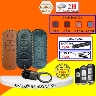 Bao da chìa khoá mazda 2-3-6,cx6,cx5,cx8,cx9 smartkey handmade da bò thật 100% Toaroca