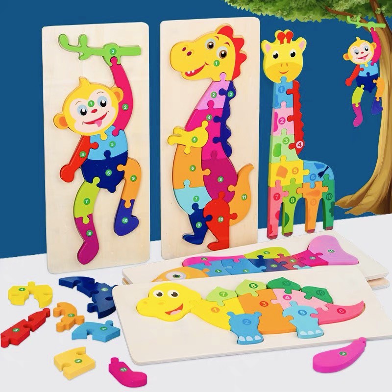 GHÉP HÌNH NỔI THEO SỐ- ĐỒ CHƠI GỖ