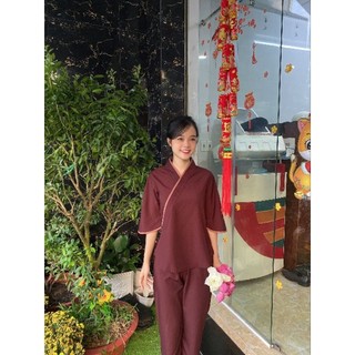 Bộ nữ đi chùa vải kate