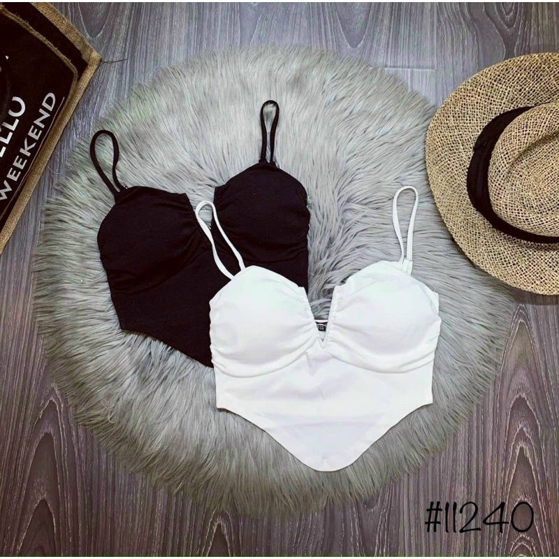 Áo hai dây xẻ V cúp ngực , Áo Ống Tà Nhọn Cuốn Biên Kèm Dây Buộc Sau Thun Gân Co Giãn💕💕💕💕U9888