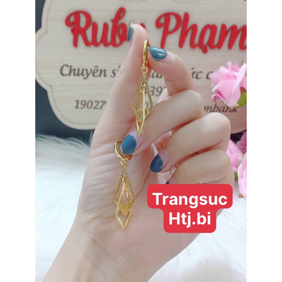 Bông tai  nữ mạ vàng dáng dài nhẹ nhàng sáng bóng htj