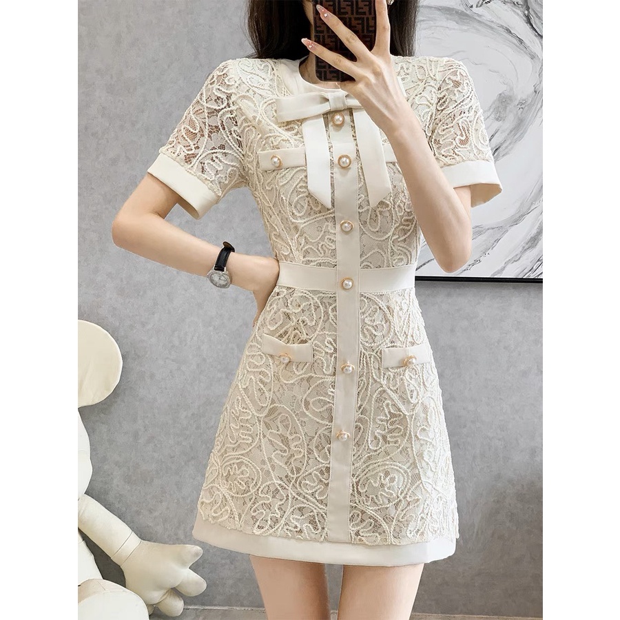 Đầm ôm body ren phối voan cổ tàu cổ tàu tay phồng trắng bigsize dự tiệc đi biển dạo phố giá rẻ đẹp