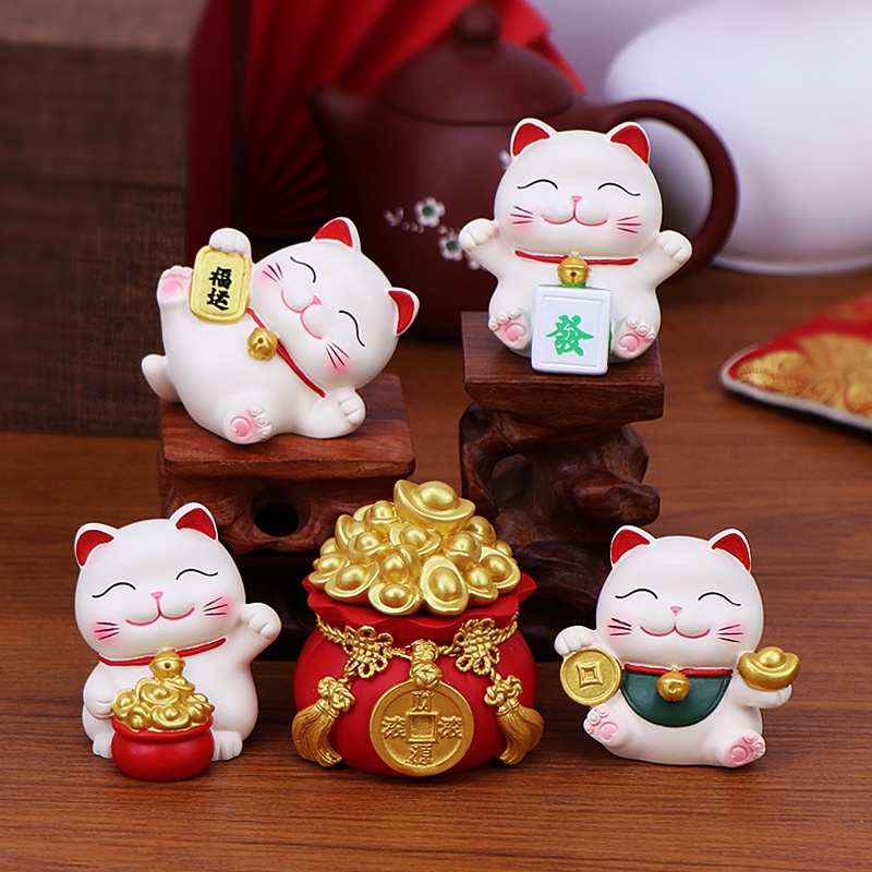 04 mẫu tượng Mèo Thần Tài 5cm may mắn cho năm mới