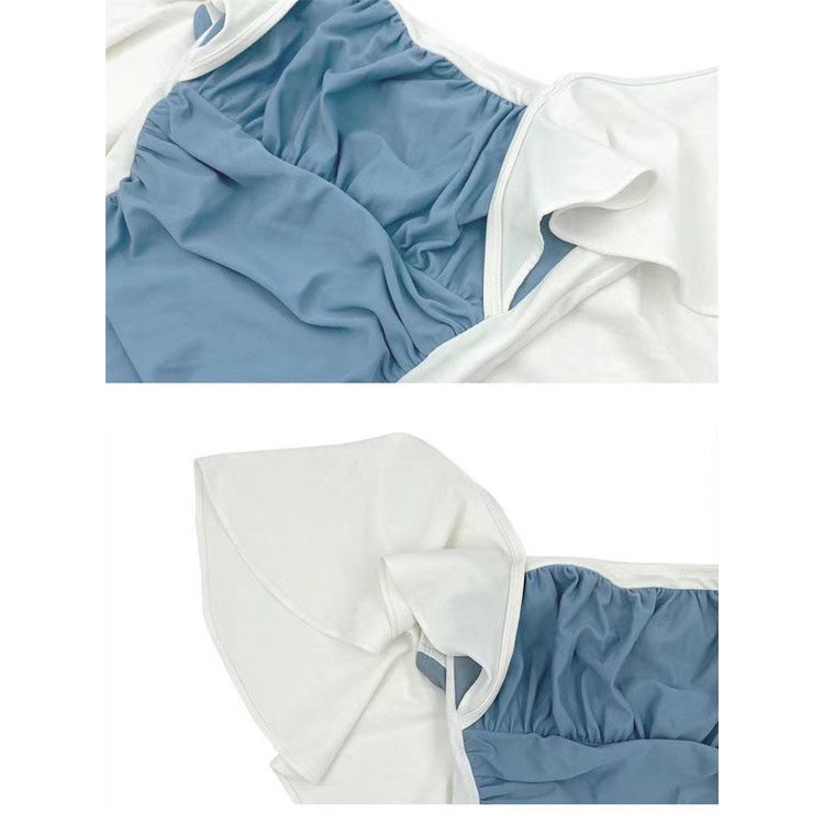 Bộ Đồ Bơi Bikini Họa Tiết Hoa Phối Bèo Dễ Thương Phong Cách Nhật Bản Hàn Quốc Dành Cho Nữ