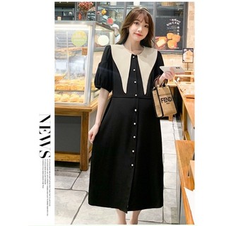 Đầm bầu công sở cổ nhọn thời trang