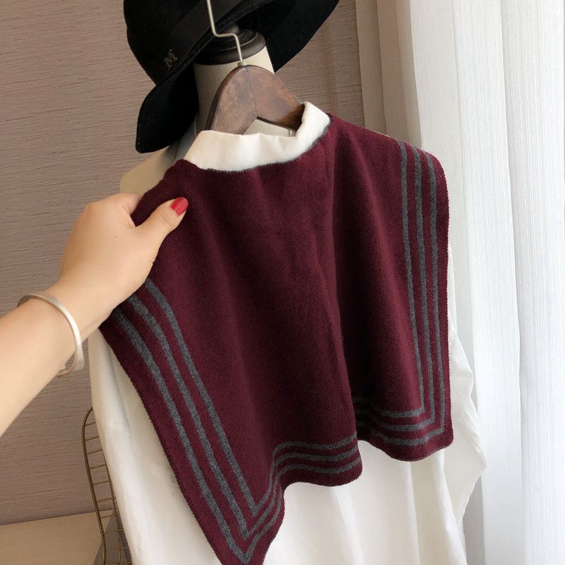 Áo Choàng Dệt Kim Hai Mặt Khóa Cài Màu Sắc Thời Trang Xuân Thu Ấm Áp