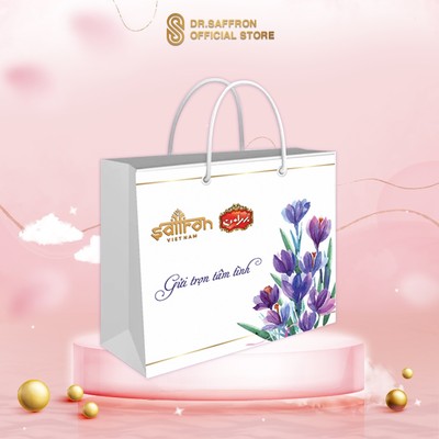 Túi giấy đựng quà thương hiệu Saffron Việt Nam loại cứng có họa tiết sang trọng
