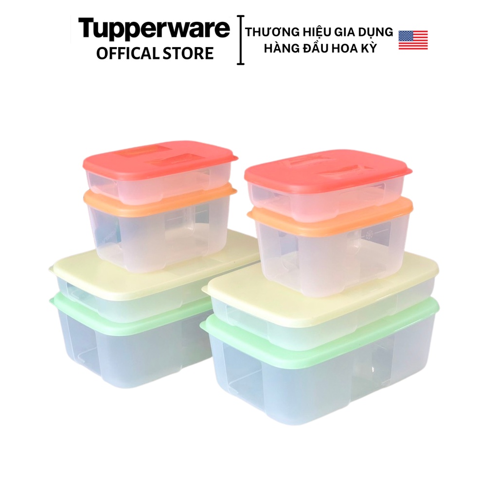 Bộ hộp trữ đông Tupperware Freezermate Colorful Set 8 - Bảo hành trọn đời - Nhựa nguyên sinh PP số 5 - An toàn sử dụng