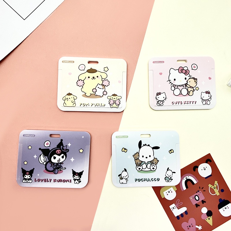 Dây đeo thẻ ngang dành cho học sinh, sinh viên, nhân viên họa tiết hoạt hình nhân vật Sanrio Pochacco, Kurin,Cinnamaroll