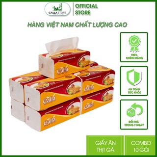 Combo 10 bịch giấy ăn thịt gà calla official - giấy ăn calla 100 tờ siêu dày dai, không mủn, thấm dầu mỡ, nước siêu tốt