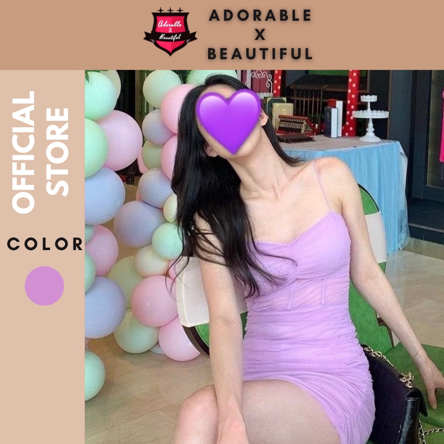 Đầm Hai Dây Thun Phối Lưới Tím 2 Lớp, Váy Body 2 Dây Sexy Ôm [AdorablexBeautiful]