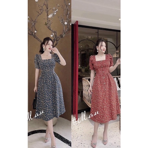 đầm hoa nhí cổ vuông bigsize 60kg-95kg🍒🍒