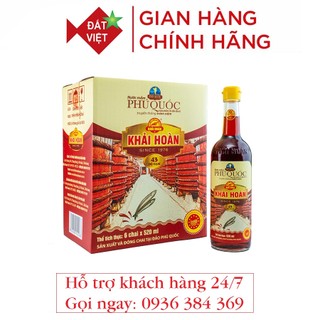 Nước mắm khải hoàn phú quốc 40/43 đạm, chai thủy tinh 520ml, thùng 6 chai