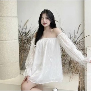 BABY DOLL LÔNG VŨ ĐÍNH NƠ SIÊU HOT - HÀNG QC CAO CẤP