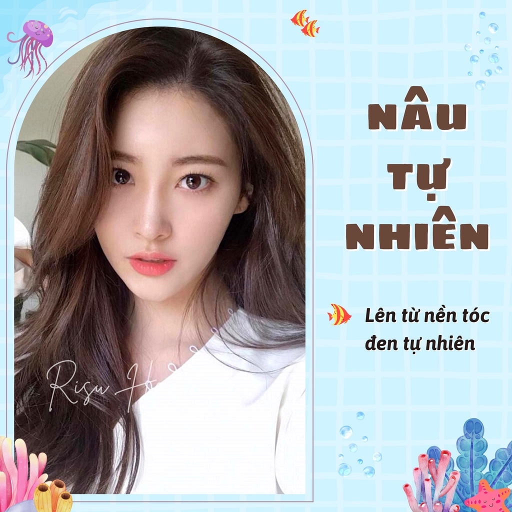 Thuốc Nhuộm Tóc Màu Nâu Tự Nhiên, Lên Từ Nền Đen Tự Nhiên, Không Tẩy - Risu Hair.