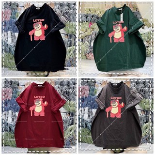 Áo thun 3158 cotton khô form rộng nam nữ tay lỡ unisex gấu lotso2