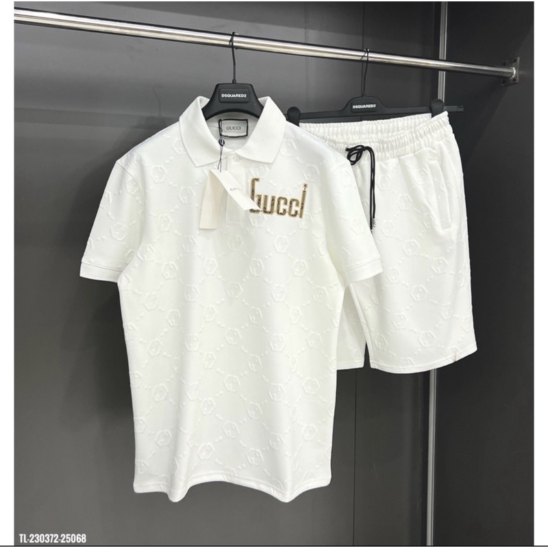 🔥Hot🔥Bộ Gucci áo polo thêu chữ thiết kế hot trend Nam nữ New 2023