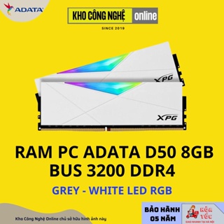 Combo Ram Adata D50 DDR4 XPG SPECTRIX RGB 8GB Bus 3200MHz WHITE GREY