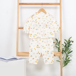 Pijama cho bé gái dài tay mặc ngủ điều hòa babydoll dễ thương áo lá - ảnh sản phẩm 5