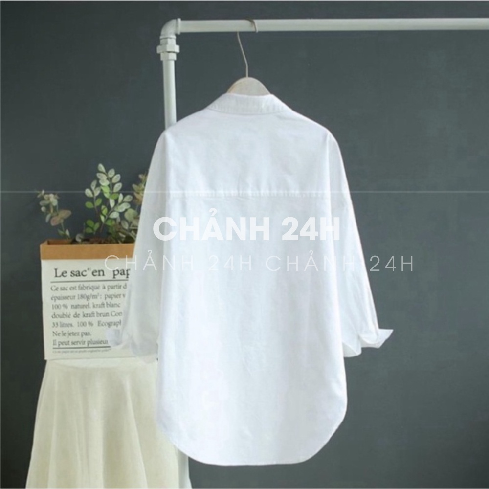Áo sơ mi nữ bigsize Chảnh 24h thiết kế dáng dài trẻ trung phá cách chất liệu thoáng mát SMH.63