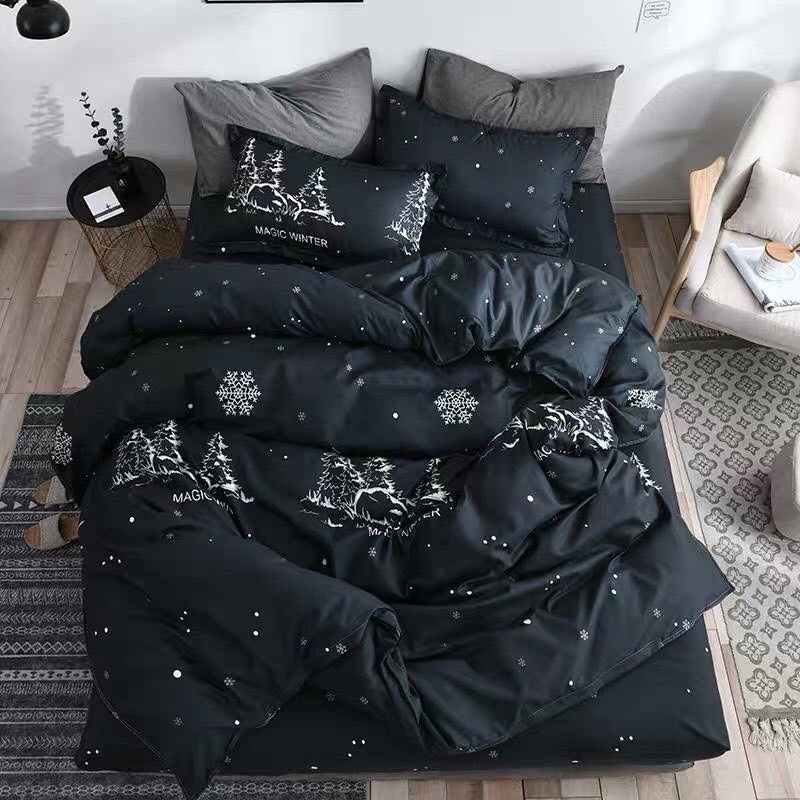 Bọ chăn ga gối Cotton poly Bo Decor Cây thông đen