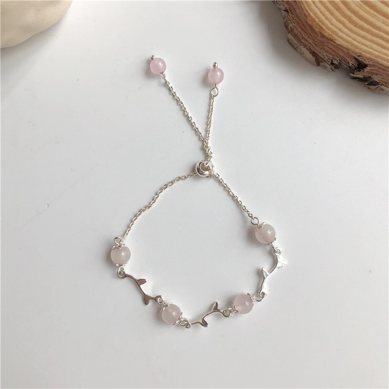 Vòng tay dây rút đính đá dáng mảnh phong cách hàn quốc