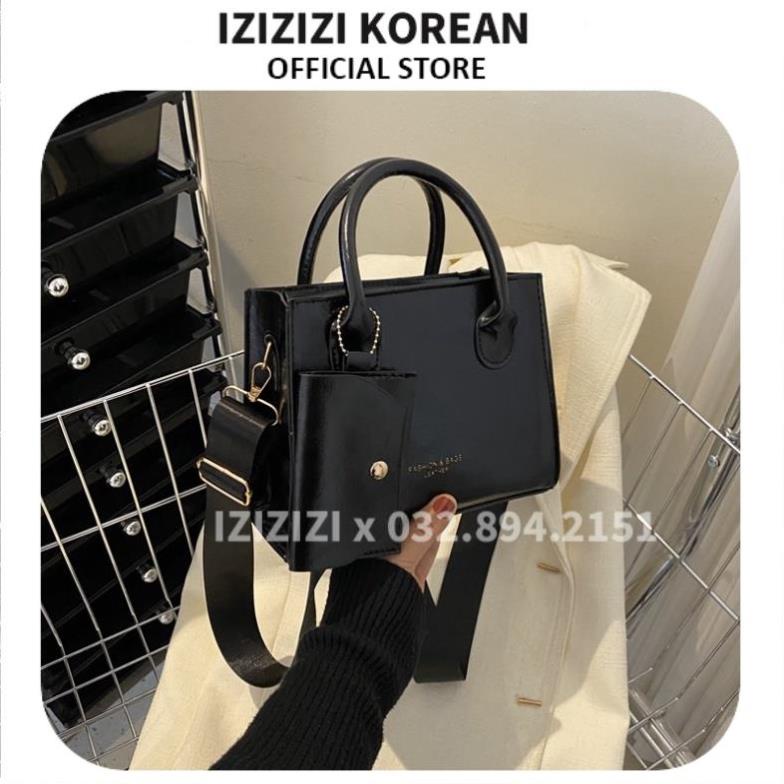 Túi xách nữ vuông đen kèm túi nhỏ  túi xách đeo chéo nữ Rezoe phong cách hàn quốc IZ7817A