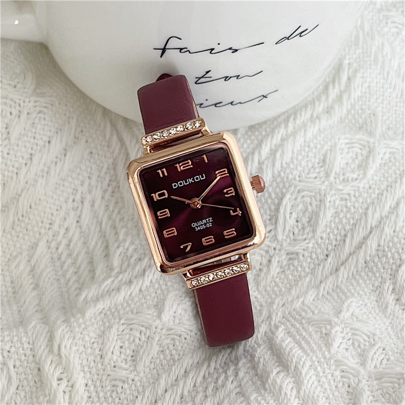 Hương Thơm Đồng Hồ Đeo Tay Nhỏ Màu Tím Hoa Trà Niche Khối Lập Phương Đường ins High School Mori Series Siêu Tinh Tế