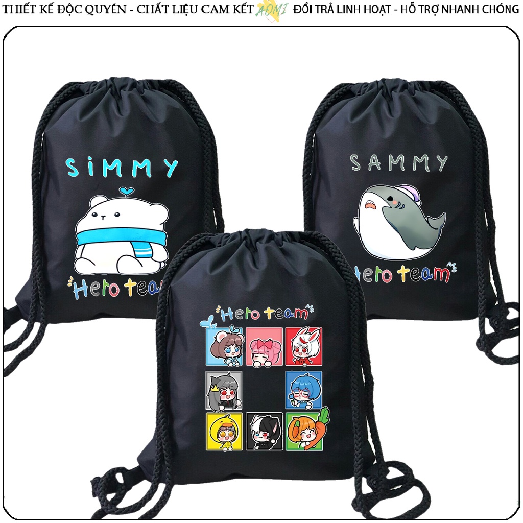 BALO MINI Hero Team simmy vịt siro phong AOMIVN DÂY RÚT ĐEO VAI 33x38cm NHỎ XINH UNISEX CHẤT CANVAS DU LỊCH DẠO PHỐ