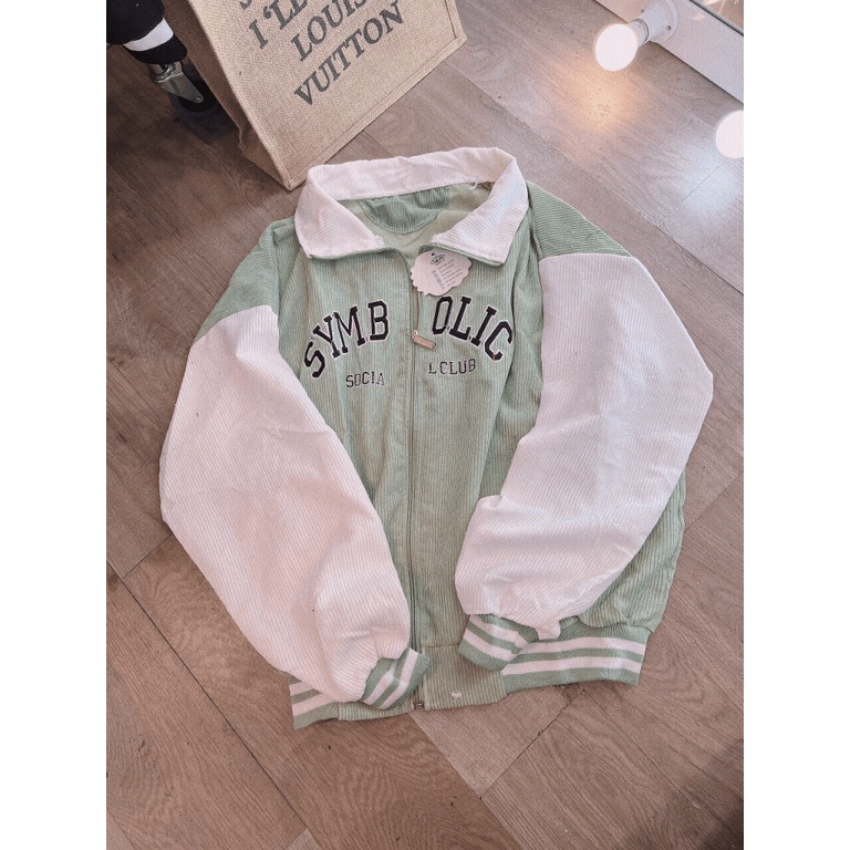 (HCM) ÁO KHOÁC NHUNG TĂM SYMBOLIC THỜI TRANG HÀN QUỐC - FORM ÁO BOMBER SIÊU XỊN , HOTTREND CHO CÁC B